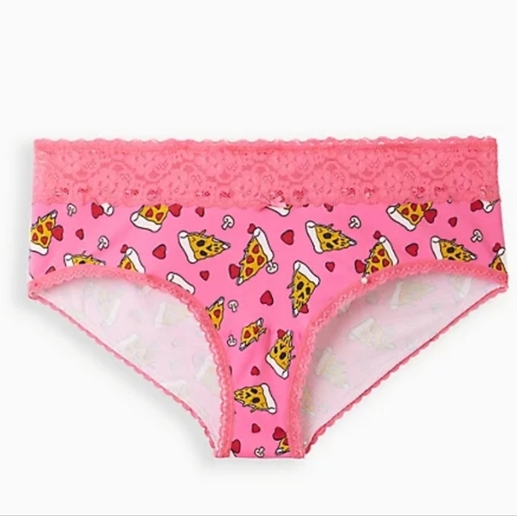 CHEEKY PANTY - PIZZA 🍕 HEARTS 💕 AND SKULLS 💀 PINK - Picture 1 of 3